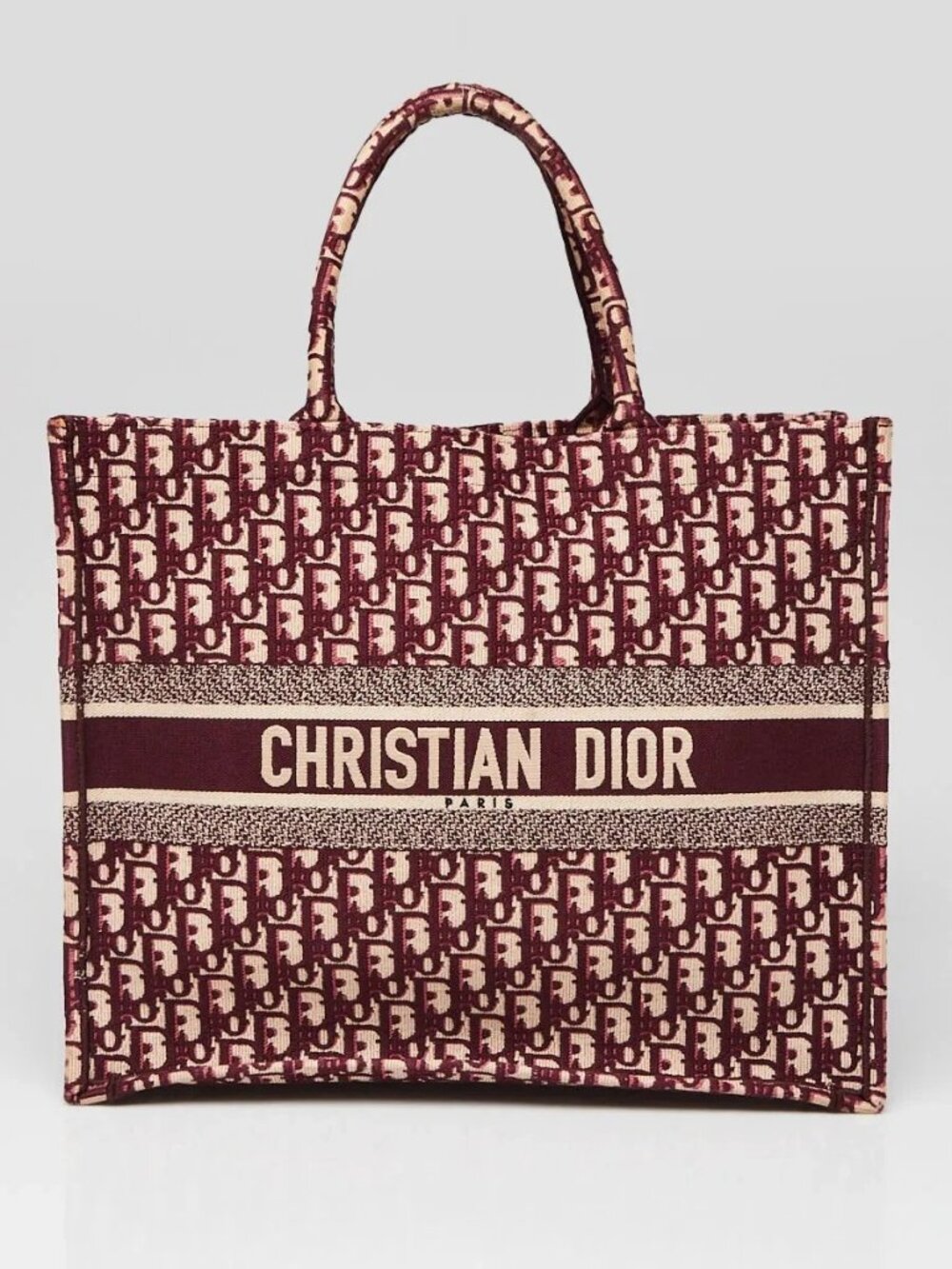 Christian Dior Burgundy Oblique Canvas Large Book Tote Bag